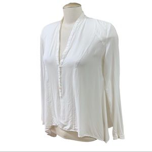 Twig White Lightweight Flowy 3/4 Sleeves Comfy Blouse Size Small